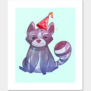 Party Animal Raccoon Posters and Art